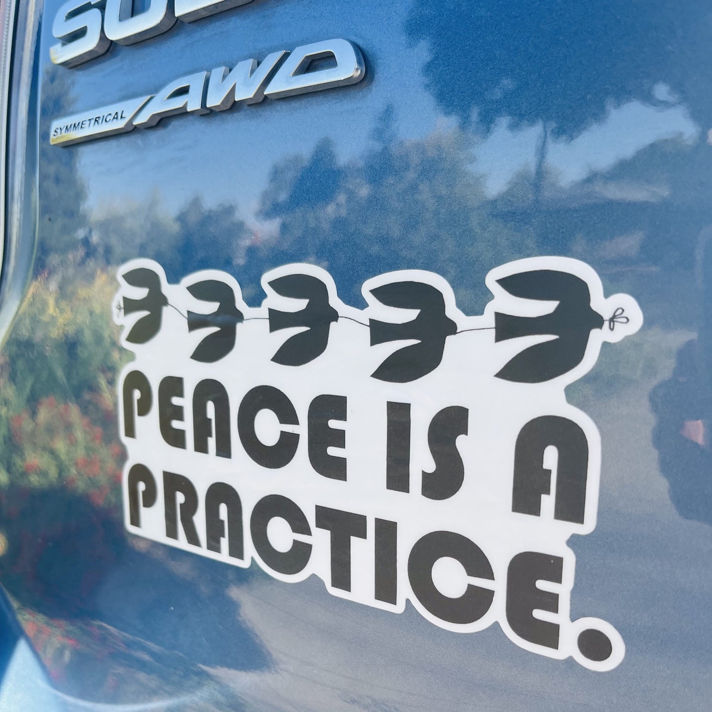vinyl bumper sticker peace is a practice