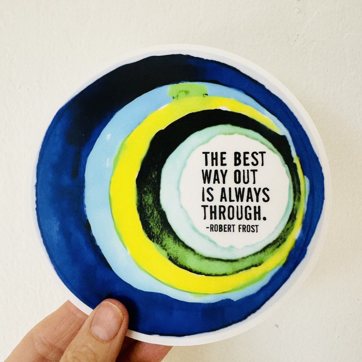 5" round vinyl CLEAR sticker robert frost quote hand painted pattern • water bottle sticker • journal sticker • window sticker