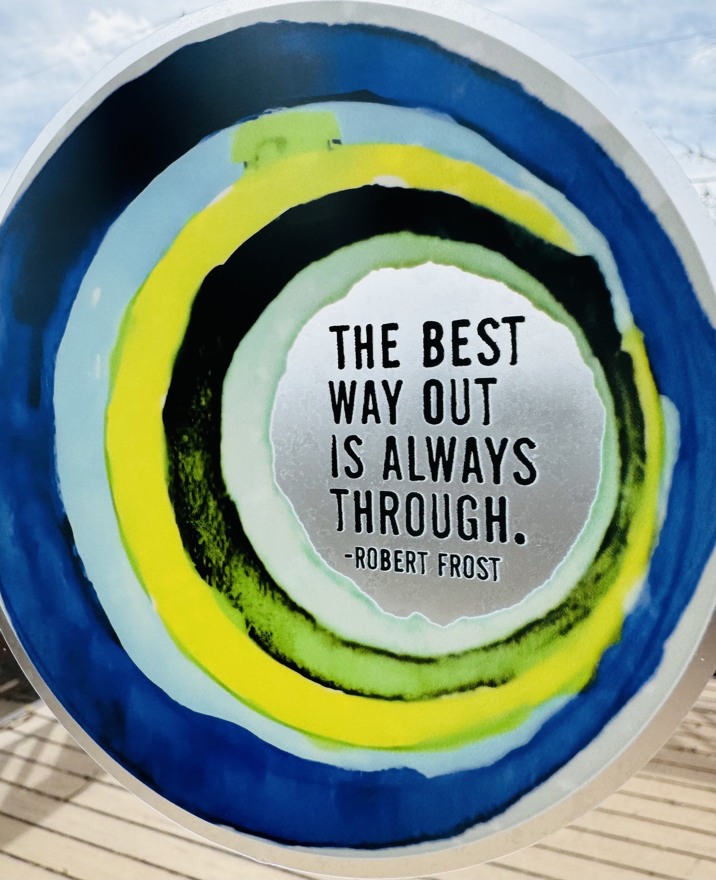 5" round vinyl CLEAR sticker robert frost quote hand painted pattern • water bottle sticker • journal sticker • window sticker