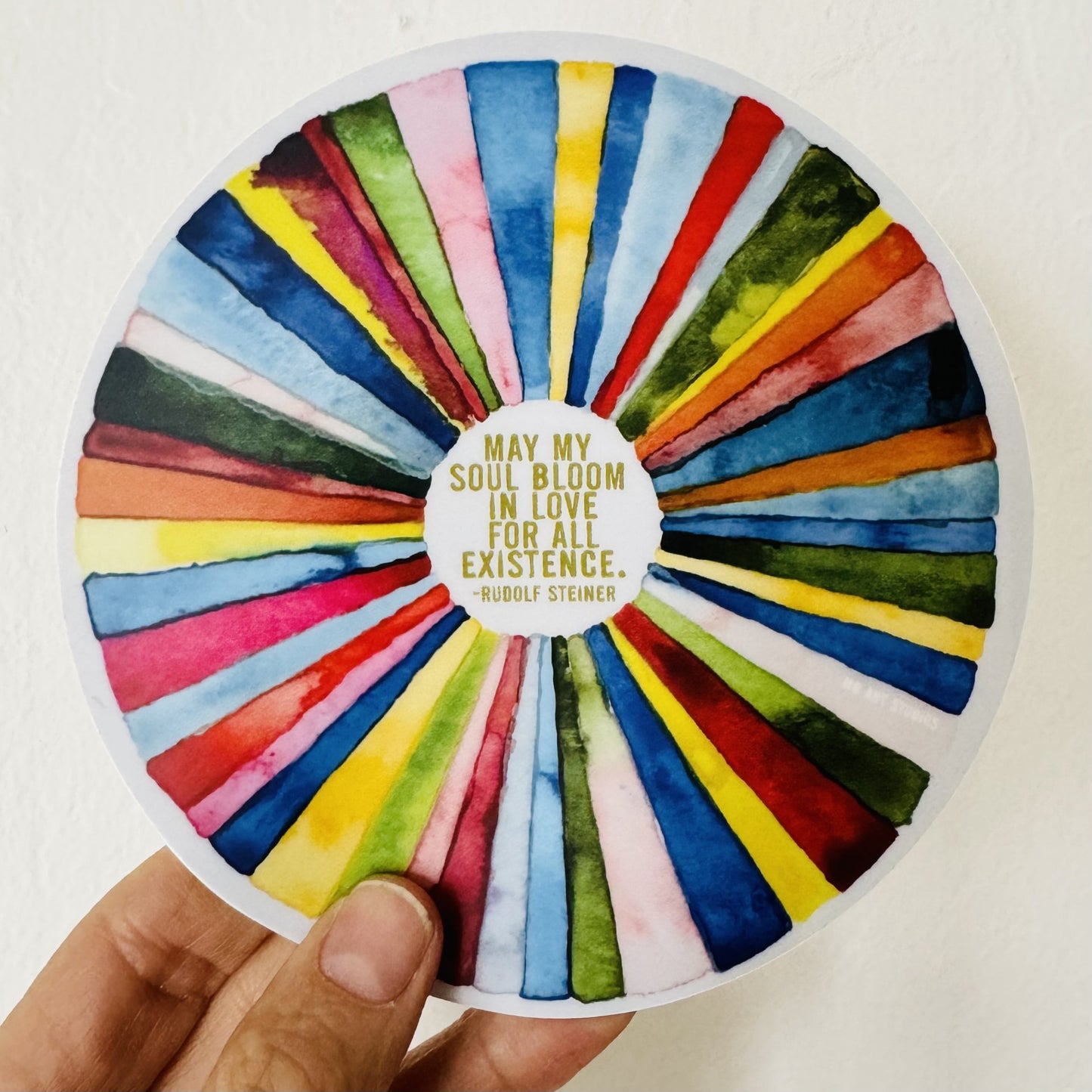 5" round vinyl CLEAR sticker rudolf steiner quote hand painted pattern • water bottle sticker • journal sticker • window sticker