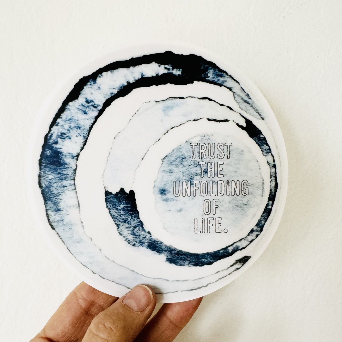 trust the unfolding of life hand painted pattern • water bottle sticker • journal sticker • window sticker