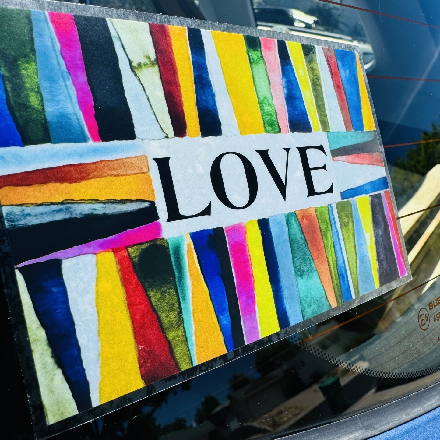 5.5" w x 3.75" h LOVE vinyl sticker hand painted pattern • water bottle sticker • journal sticker • window sticker (Copy)