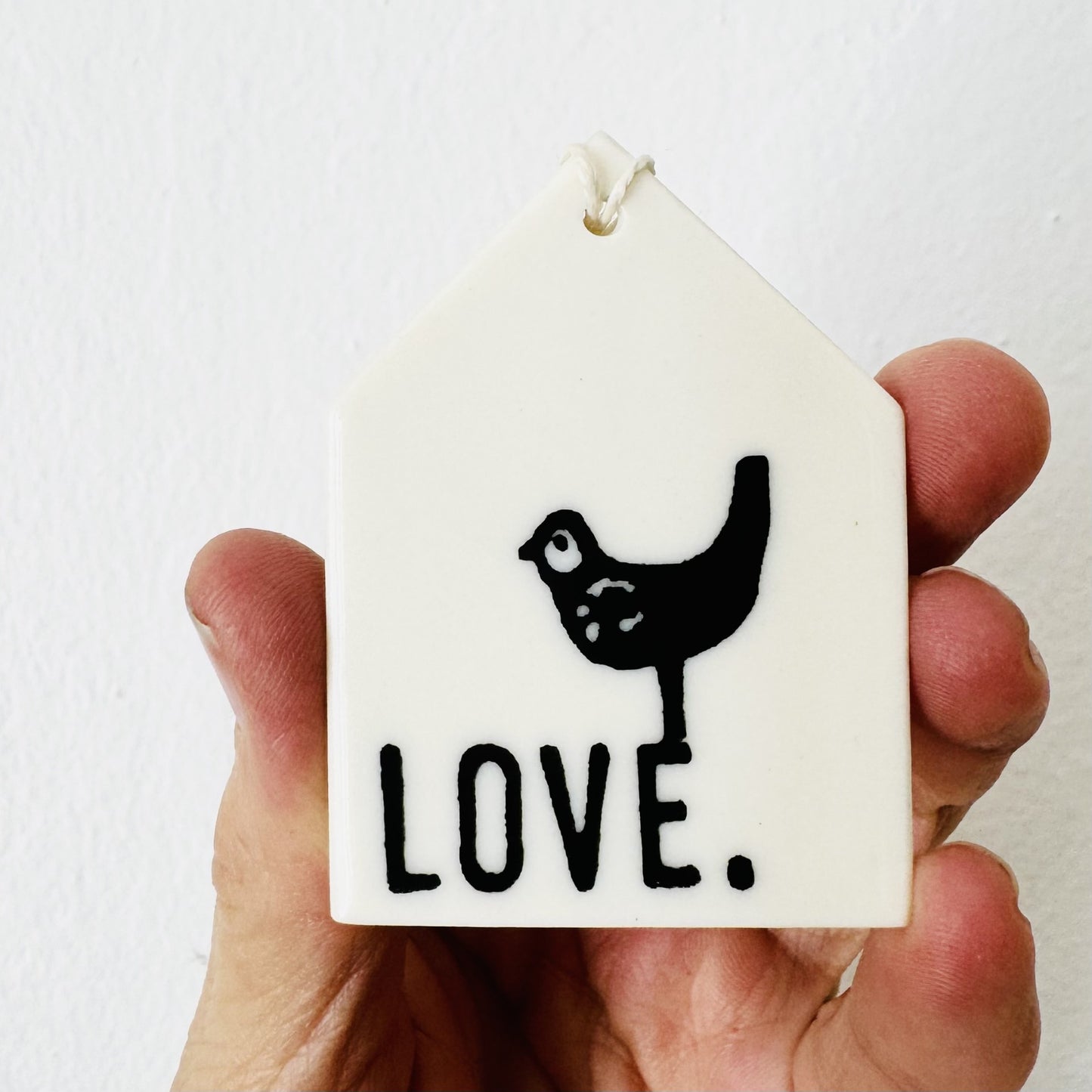 love with bird ceramic wall tag
