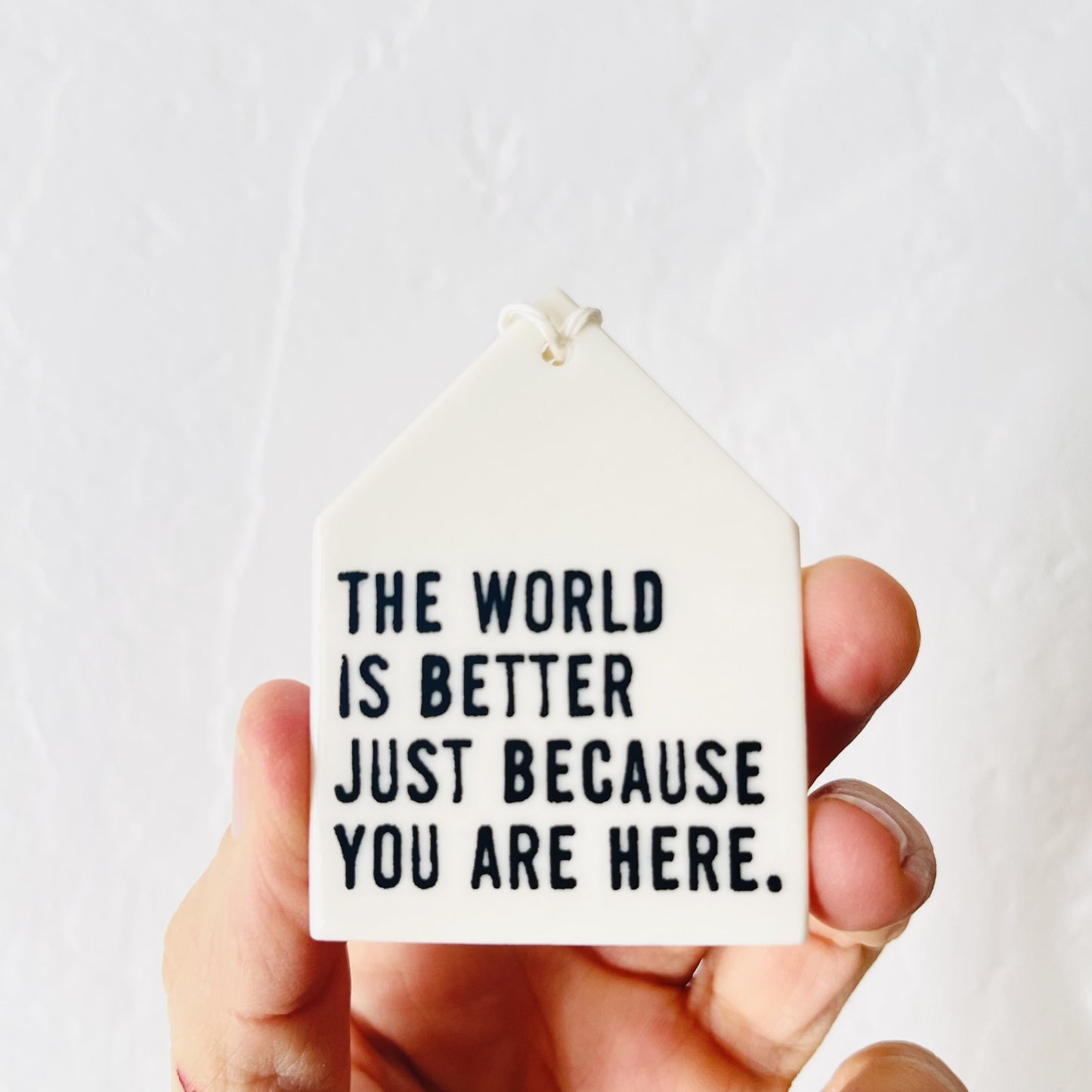 the world is better because you are here ceramic wall tag