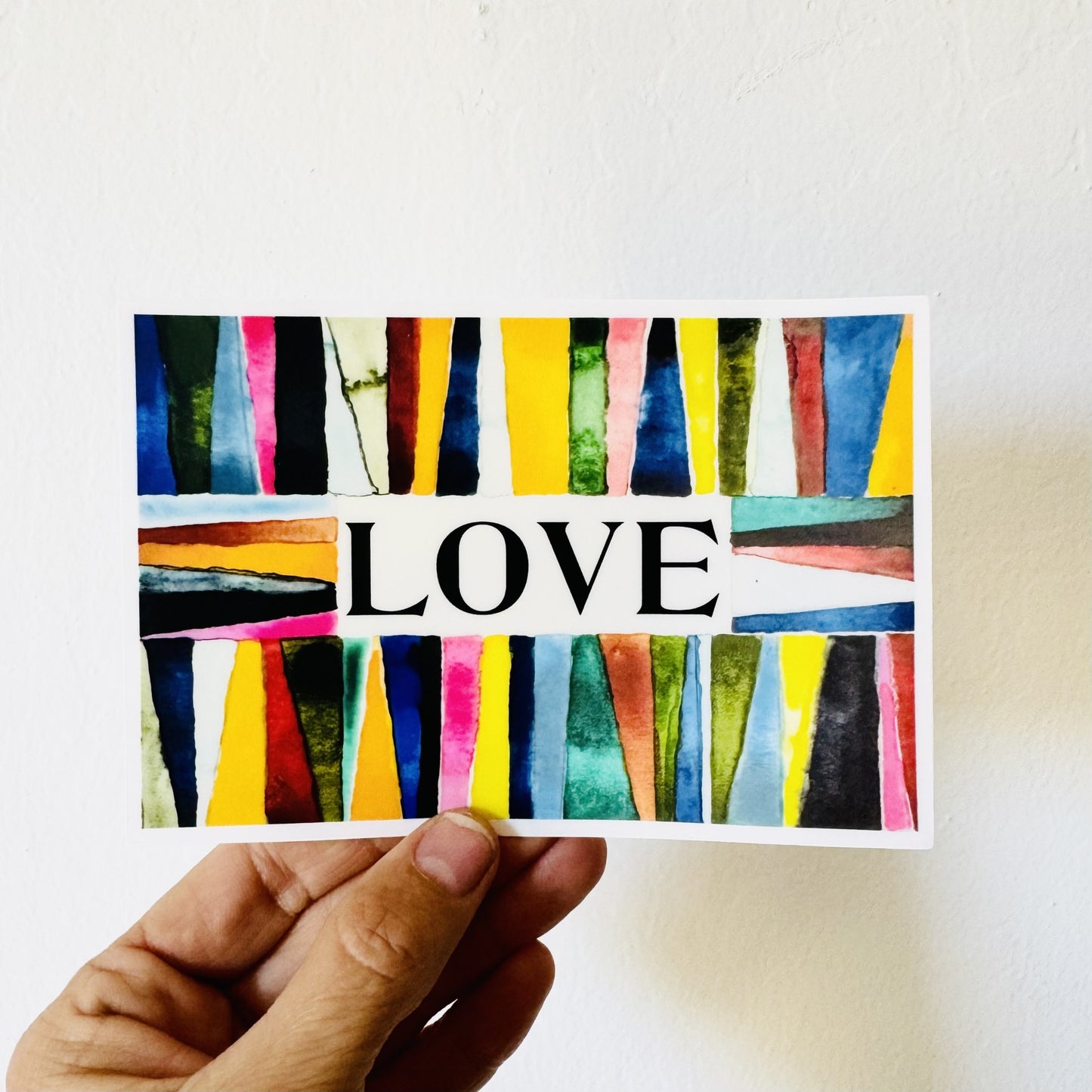 5.5" x 3.75" vinyl CLEAR sticker LOVE hand painted pattern • water bottle sticker • journal sticker • window sticker