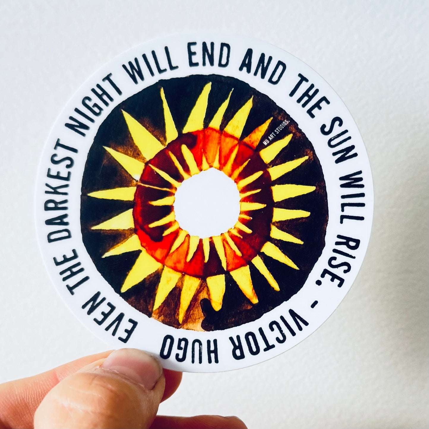 3" w x 3" h victor hugo vinyl sticker hand painted pattern • bumper sticker • water bottle sticker • journal sticker