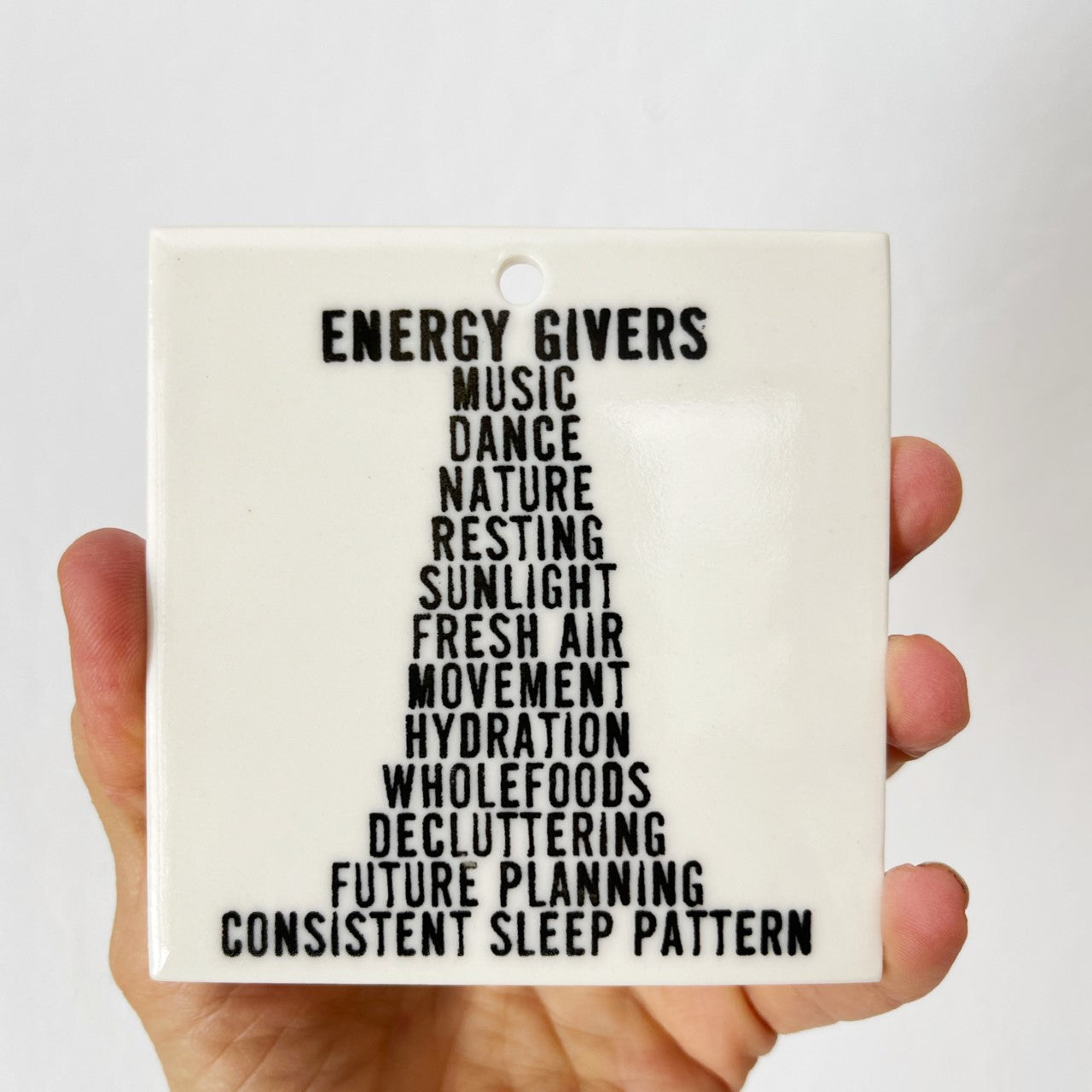 energy | your body is a temple | ceramic wall sign | screenprinted ceramics | self care reminder | nourish your body | daily reminder