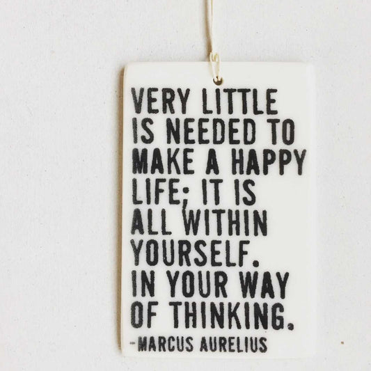 marcus aurelius quote ceramic wall tag