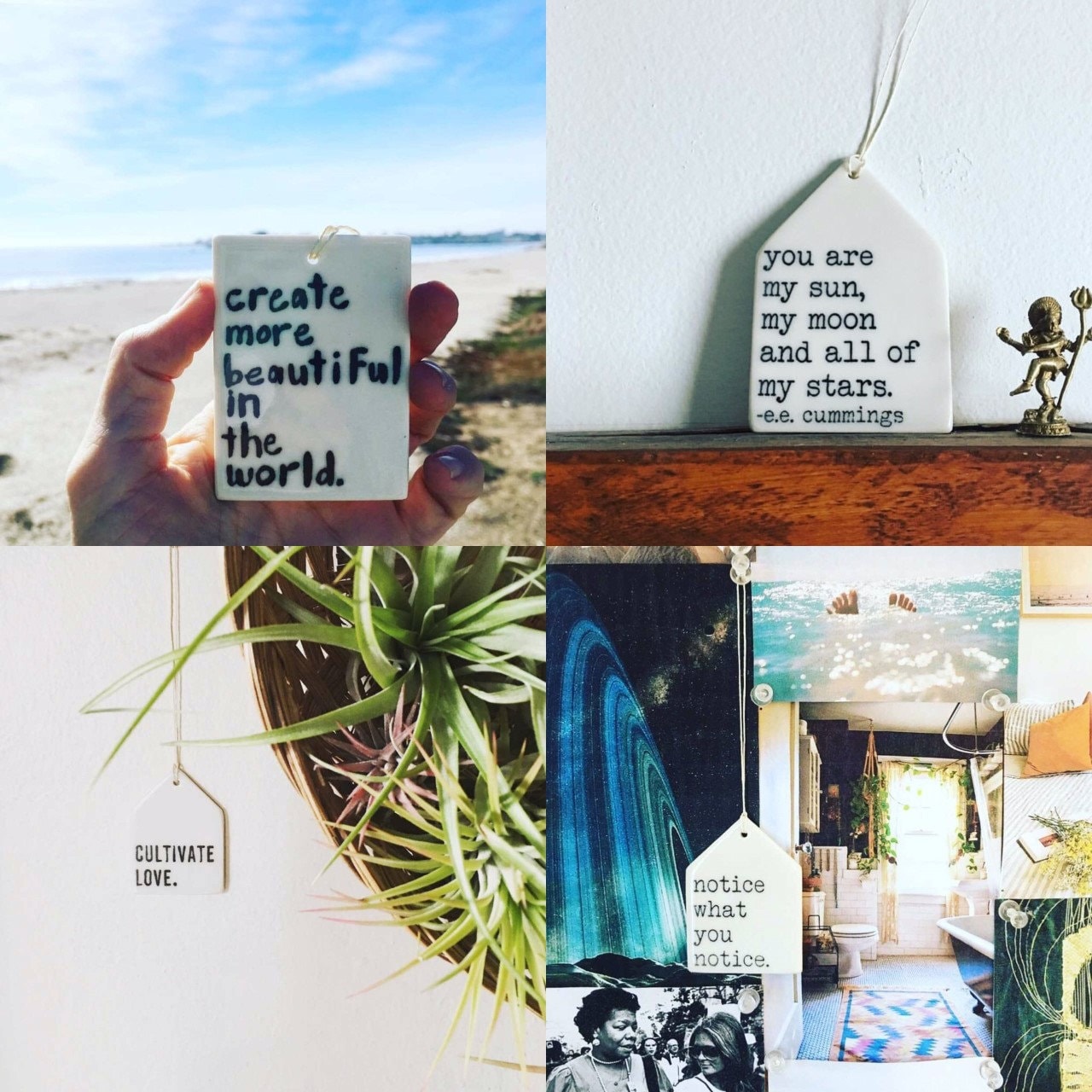 anne frank quote | ceramic wall tag | ceramic wall tile | screenprinted ceramics | encouragement | happiness | gratitude | joy