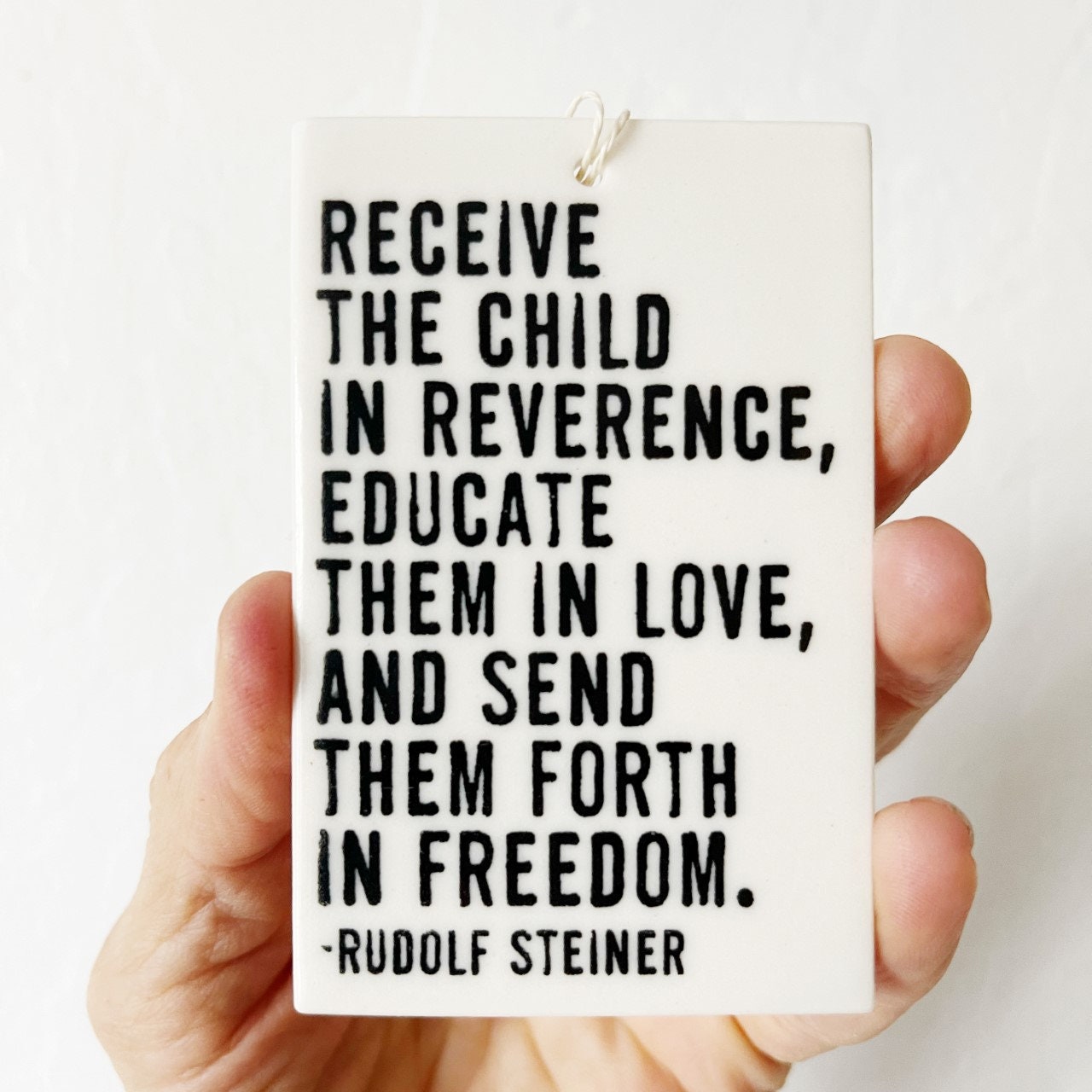 rudolf steiner | anthroposophy | waldorf education | ceramic wall tag | ceramic wall art | receive the child reverence | new parent | child
