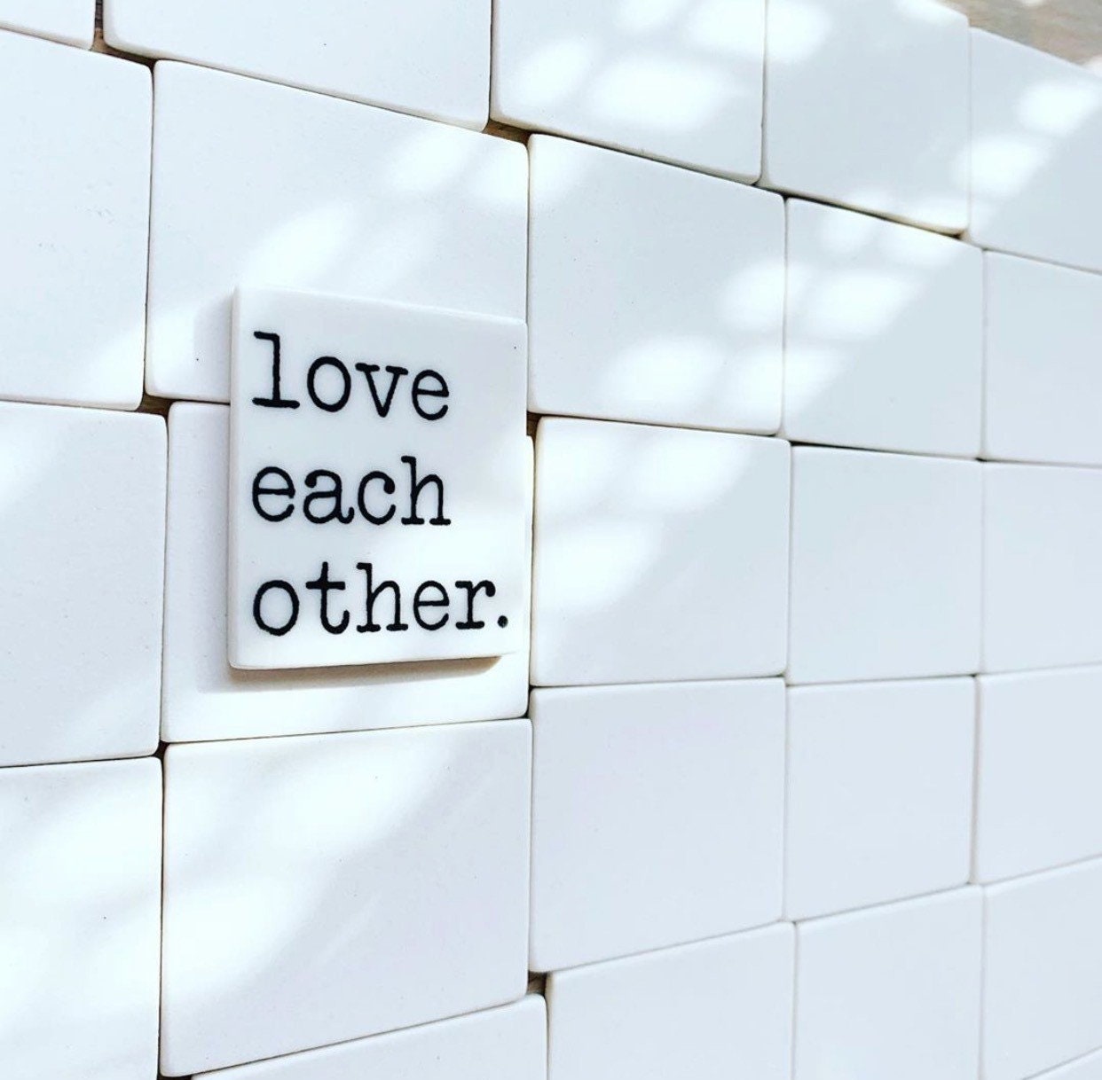 love each other ceramic magnet 1.56" w x 1.75" h
