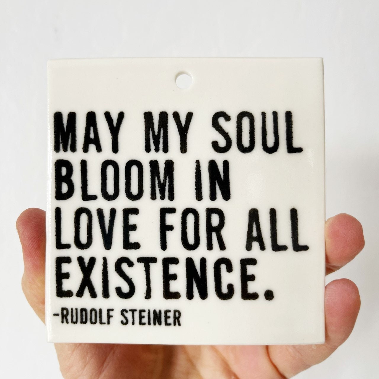 rudolf steiner | anthroposophy | waldorf education | ceramic wall tag | ceramic wall art | love for all | we are one | may my soul bloom